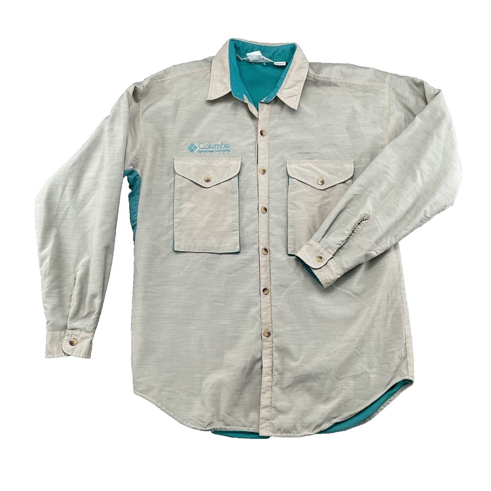 VTG Columbia Shacket Men Medium Radial Sleeve Safari Fly Fishing Outdoor Hunting